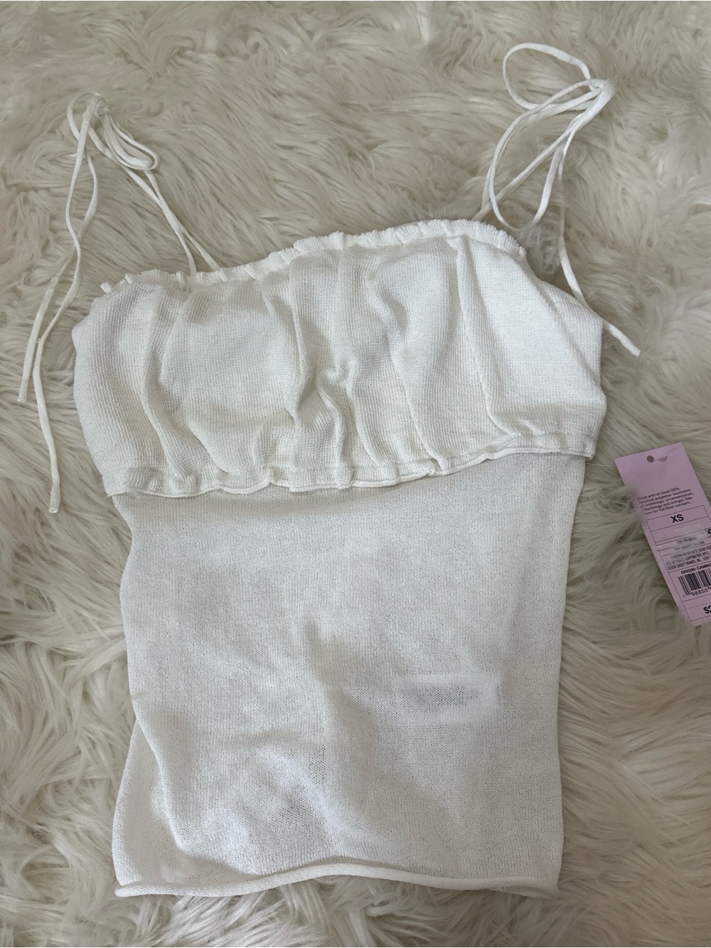NWT wild fable White Tie-Strap Knit gauzyTank Top